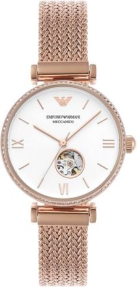 Emporio Armani Ar60063 Automatic Rose Gold Stainless Steel Mesh Watch