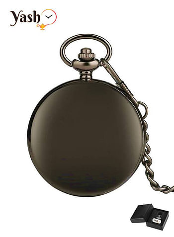 Yash Black Classic Design Quartz Pocket Watch .