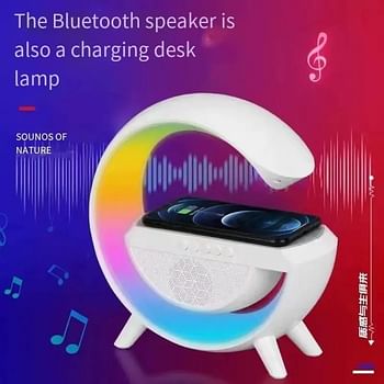 4 In 1 Bluetooth Speaker Colorful Night Lamp 10W Multifunctional Wireless Charger LED Atmosphere RGB Night Light Alarm Clock Desk Lamp Bluetooth Speaker Wireless Charging Modern Speaker