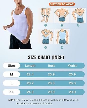 Men's Slimming Body Shaper Vest Gynecomastia Compression Shirts Compression Tank Top Tummy Control Shapewear for Men Large