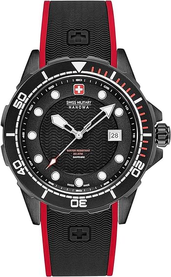 Swiss Military Hanowa Mens Analogue Quartz Watch with Black Dial and Black Silicone Strap 06-4315.13.007