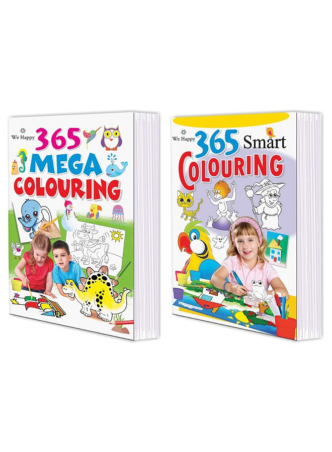 حزمة من 2 من كتب التلوين الذكية We Happy 365 ونشاط تعليمي تعليمي وممتع للأطفال مع رسومات تحديات مختلفة وألعاب ممتعة