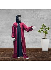 Qays Maroon Modern Elegant Abaya UAE - iLaa Shop