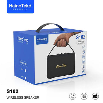Haino Teko Germany S102 Wireless Speaker With SD Card Slot, Water Resistance, Aux- Black