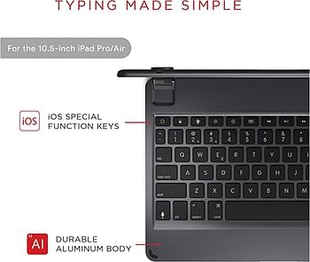 Brydge 10.5 Keyboard for iPad Air (2019) | Aluminum Bluetooth 4.2 Keyboard with Backlit Keys (Space Gray)