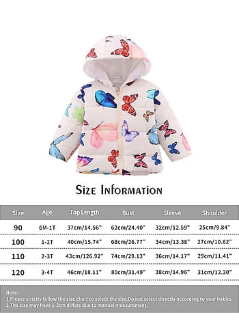 We Happy Baby Girls Winter Jacket Butterfly Design Light Padded Puffer Warm Coat with Zip-18 To 24M