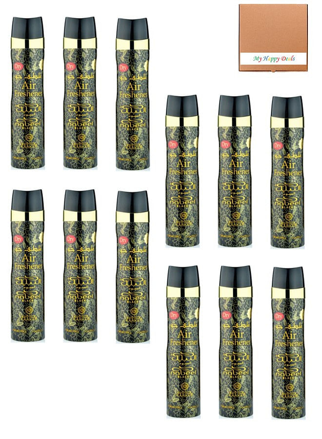 Nabeel Pack of 12 Black Air Freshener 300 ML