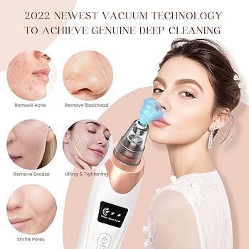 2024 Newest Blackhead Remover Pore Cleaning - Facial Pore Cleaner-5 Suction Power - USB Rechargeable - Electric Acne Extractor Tool for Adult