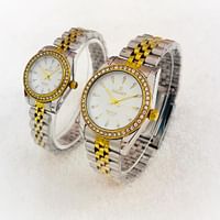 Galaxy 2373 Waterproof Quartz Analog Couple Watch Set silver