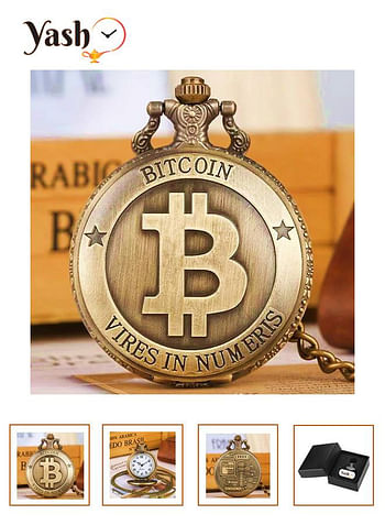 Yash Bitcoin Design Quartz Pocket Watch