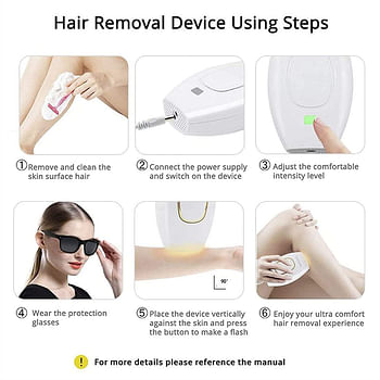 IPL Laser Hair Removal, Laser Hair Removal Device for Women Man, Painless Full Body & Face Hair Removal at Home White