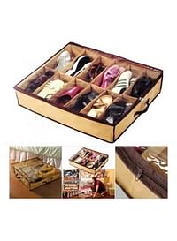 12-Grids Shoes Organizer Beige/Brown