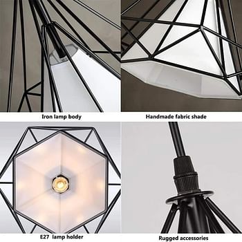 1-Light Inudstrial Pendant Light Fixture Modern Black Farmhouse Hanging Lamp Adjustable Height Diamond Shape Ceiling Light for Kitchen Island Dining Room Living Room Bedroom (250mm)