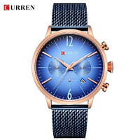 CURREN 8313 Original Brand Stainless Steel Band Wrist Watch For Men blue