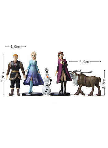 5 Pieces Snow Action Figures Birthday Cartoon Cake Topper Set Home Decor Mini Toys For Kids Theme Party Supplies