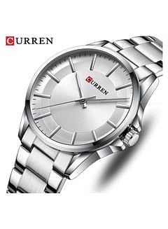 CURREN 8429 Luxury Sports Watch Men Stainless Steel Quartz Chronograph Waterproof Military Business Black Watch Silver/White