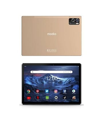 Modio M27 Android Tablet PC 10.1 Inch Dual Sim and Dual Camera with Wireless Keyboard and Mouse 8GB RAM 256GB ROM Gold