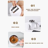 Self Stirring Mug With Lid Automatic Magnetic Stirring Coffee Cup White
