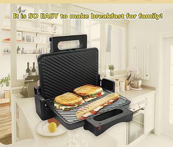 Sokany KJ-208 Electric Grill & Sandwich Maker Removable Washable Plates 2000W - Black