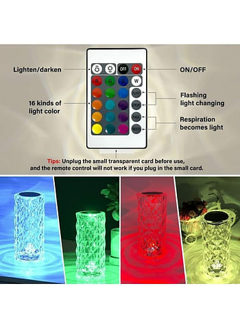 We Happy LED Crystal Table Lamp Multicolored Lights with Remote and C Type USB Charger Perfect for Home Decor