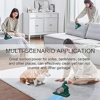 Household Mite Vacuum with UV Light, Powerful Suction, Mattress Vacuum for Sofa and Bed - green