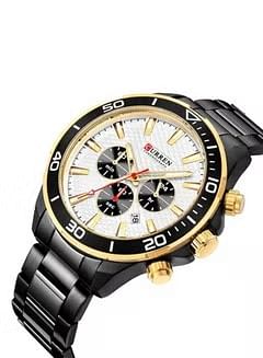 CURREN Men's 8309  Chronograph Waterproof Stainless Steel Band Casual Quartz Watch - 48 mm -Black & Gold