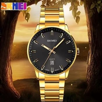 SKMEI 1878 Casual Date Display Stainless Steel Quartz Wristwatch For Men