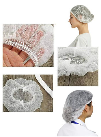 Gesalife 100 Pieces Disposable Shower Caps Non Woven Mob Hair Net 19 Inch  White