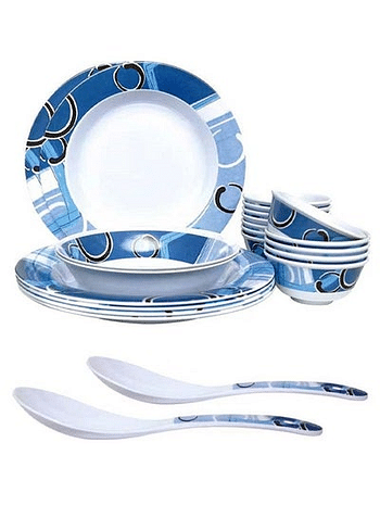 Royal mark 22-Piece Melamine Ware Dinner Set Rmds-9722 Blue/ White