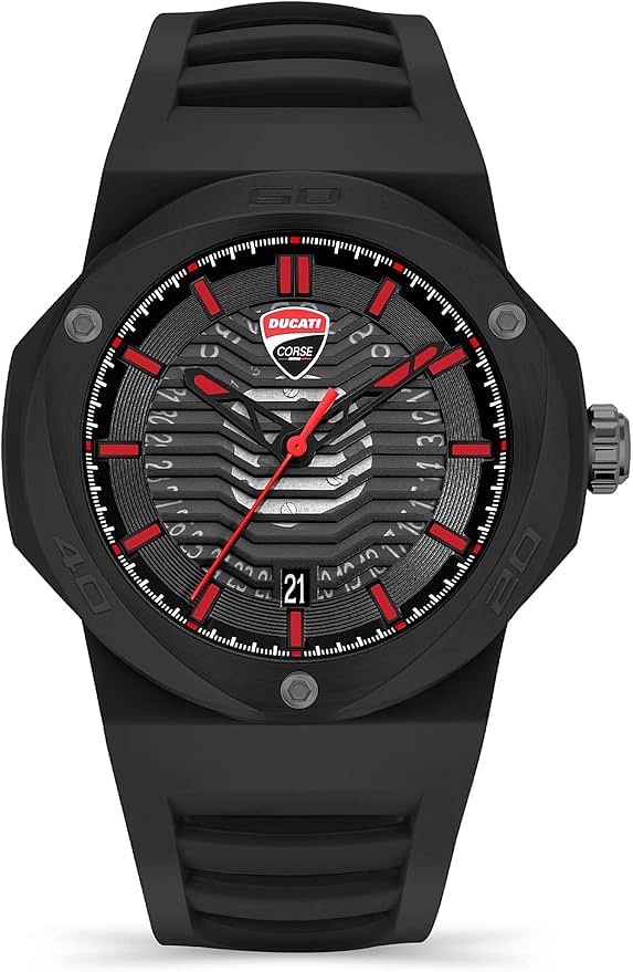 Ducati Tradizione Black Silicon Strap Watch For Men Water Resistant 10 Atm - DTWGN0000506