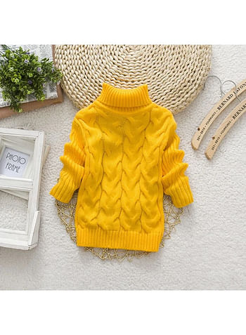 We Happy Baby Boys Girls Sweater Kids Cable Knit Turtleneck Long Sleeve Chunky Warm Pullover Top -Yellow-3 To 4y