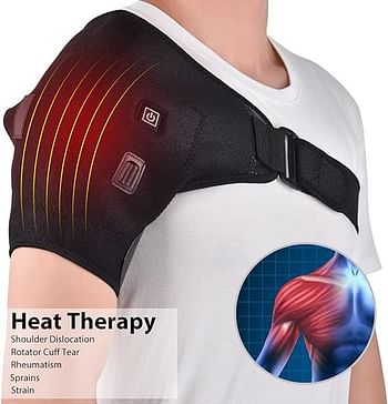 Shoulder Compression Sleeve for Pain Relief, Electric Heating Shoulder Pad Wrap Brace with 3 Heat Settings, Adjustable Physical Therapy Rotator Cuff Heating Pad for Men Women