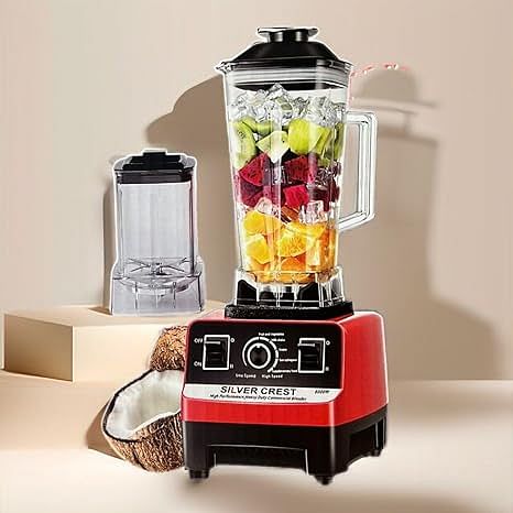 Commercial Heavy-Duty Blender, 8000 Watts, 2 Jars - Red