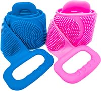 2Pcs Long Silicone Back Scrubber For Shower, Back Cleaner, Silicone Shower Scrubber, Body Bath Brush
