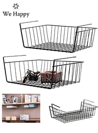 Best Panda 2 Pieces Under Shelf Storage Basket Rack 44 cm Wire Rack Slides Under Shelves For Kitchen Wardrobe Freezer Pantry Laundry Room and Under The Table Easy to Install, Black