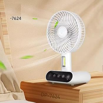 DP-7624, Rechargeable Small Table fan With LED Light