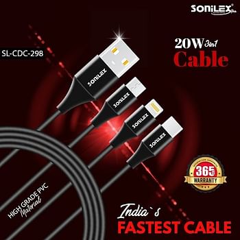 SONILEX micro lightning type-C USB charging Cable SL-CDC298 green
