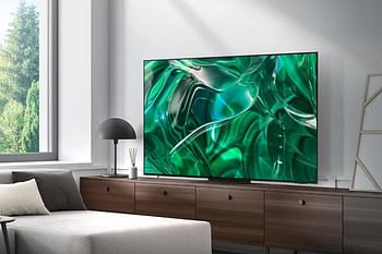 سامسونج تلفزيون ذكي S95C 4K OLED HDR (2023) مقاس 55 بوصة بلون كوانتوم دوت وشاشة مضادة للانعكاس وصوت محيطي دولبي اتموس وبرامج العاب 144 هرتز وتصميم ليزر سليم مع اليكسا