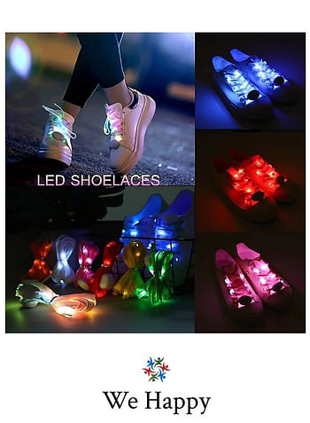 4 Pcs Luminous Flashing Nylon Outdoor Sports LED Shoelaces Assorted Colors