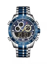 NAVIFORCE Men's Stainless Steel Analog+Digital Wrist Watch NF9188 S/BE/BE