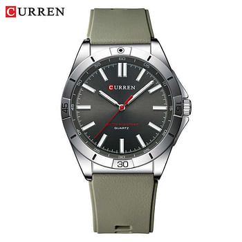 Curren 8449 Men's Quartz Watch Silicone Strap Fashion Sports Waterproof / Grey