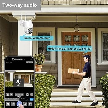 Security Outdoor Camera 1080P CCTV Wired Camera 2.4Ghz WiFi Surveillance Wireless Camera Home Security with 355°Pan 90°Tilt Auto Tracking Motion Detection Two-way Audio with Color Night Vision