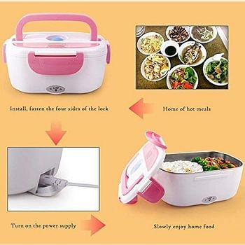 Electric Heater Food Tiffin Lunch Box for Office School Picnic Portable Heated Quick Food Warmer Lunch Box for Kids, Men, Women random color