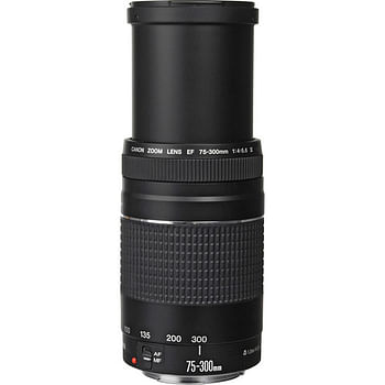 عدسة كاميرا كانون EF 75-300 ملم F/4-5.6 III (6473A006AA) - أسود