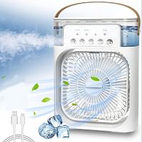 Portable Air Cooler Fan with Humidifier 2pcs combo pack 3-Speed Turbine Airflow 7-Color LED Perfume Diffuser and Timer Function - Ideal for Home and Office Cooling