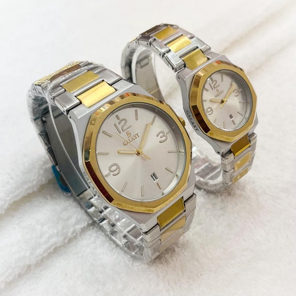 Galaxy 2371 Waterproof Quartz Analog Couple  Watch Set