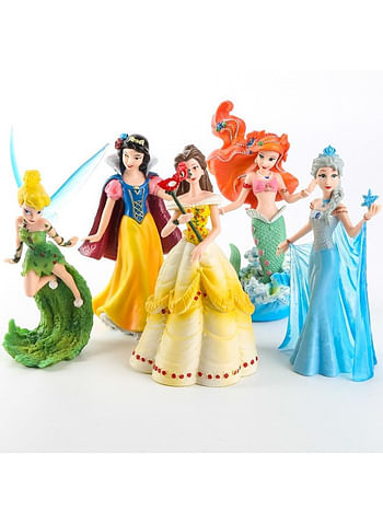 5 Pieces Princess Doll Action Figures Birthday Cartoon Cake Topper Set Cake Decoration Mini Toys For Kids Baby Shower Theme Party Supplies