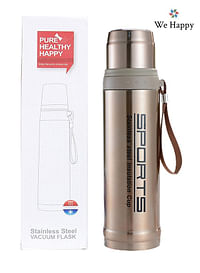 Sports Stainless Steel Thermos Vacuum Flask 750 ML Capacity with Insulation Cup Brown.