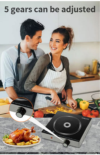 2000W electric stove adjustable temperature electric stove multifunctional cooking electric stove for Office, on the Go and Home