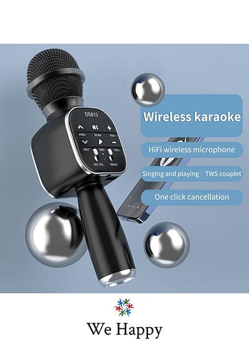 We Happy 3 in 1 Portable Handheld Mic Wireless Karaoke Rechargeable  Bluetooth Speaker Kids Learning stage Confidence Builder Toy